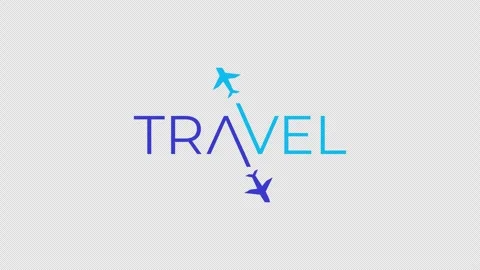 Travel icon with circle plane. alpha channel Vídeo Stock 342423273