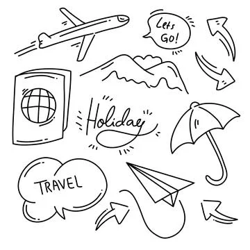 Travel icon doodle set vector design Stock Illustration