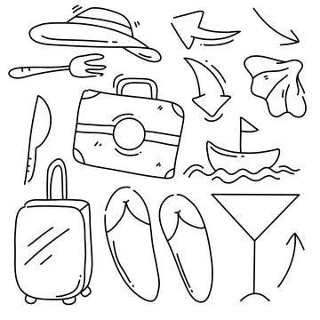 Travel icon doodle set vector design Stock Illustration
