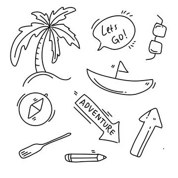 Travel icon doodle set vector design Illustrazione stock