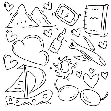 Travel icon doodle set vector design Stock Illustration