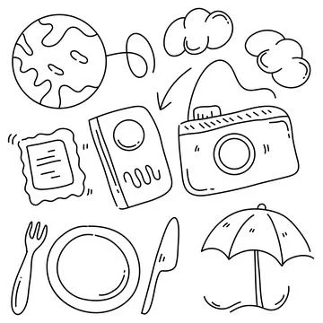 Travel icon doodle set vector design Stock Illustration