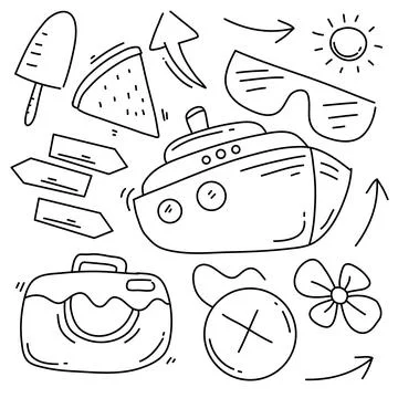 Travel icon doodle set vector design Stock Illustration