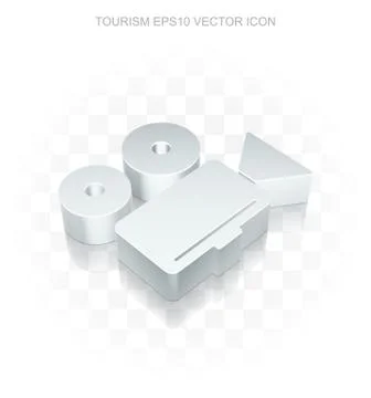 Travel icon: Flat metallic 3d Camera, transparent shadow, EPS 10 vector 스톡 일러스트