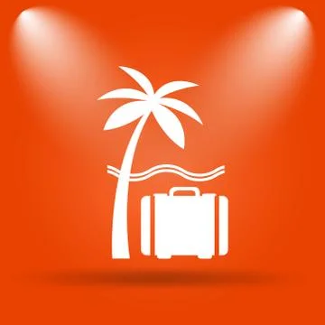 Travel icon. Internet button on orange background.. Stock Illustration