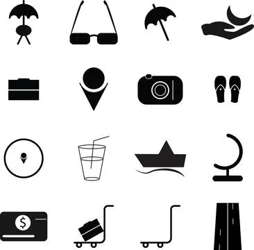 Travel Icon Set – Black Version Stock Illustration