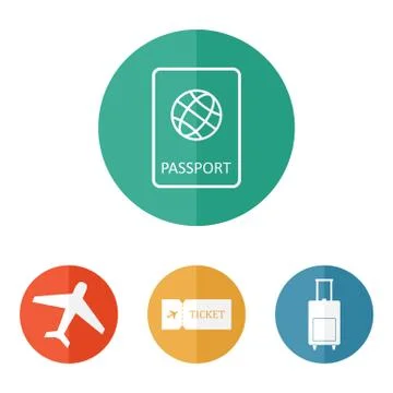 Travel icons flat vector Stock Illustration