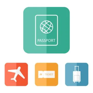 Travel icons flat vector Stock Illustration