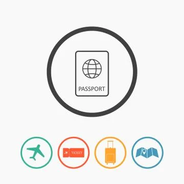 Travel icons flat vector Stock Illustration