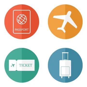 Travel icons flat vector Stock Illustration