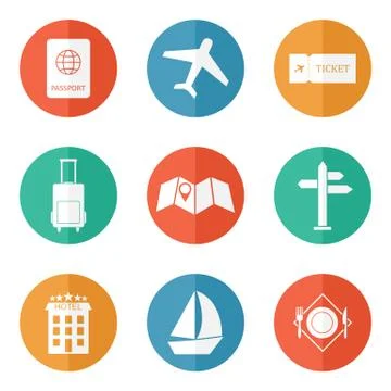 Travel icons - flat vector Stock Illustration