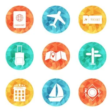 Travel icons - flat vector Stock Illustration
