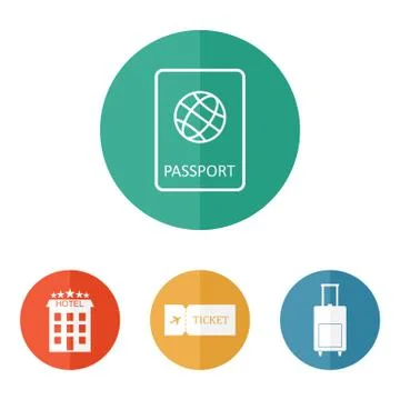 Travel icons flat vector Stock Illustration