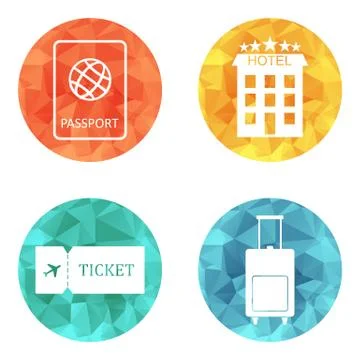 Travel icons flat vector Stock Illustration