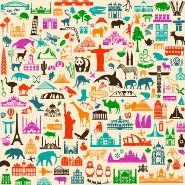 Travel Icons Pattern Stock Illustration
