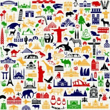 Travel Icons Pattern Stock Illustration
