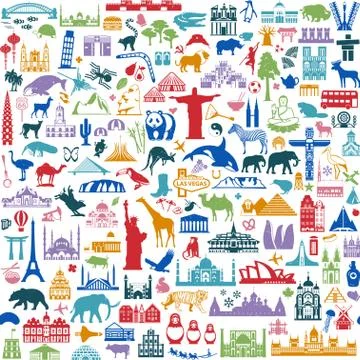 Travel Icons Pattern Stock Illustration
