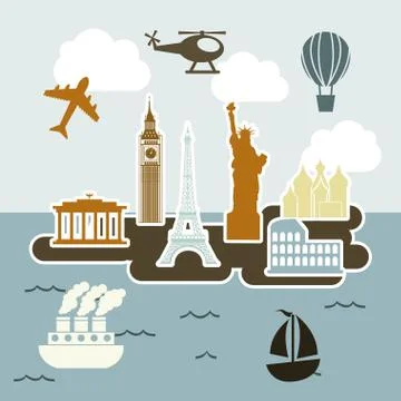 Travel Illustrations, Vector design 스톡 일러스트