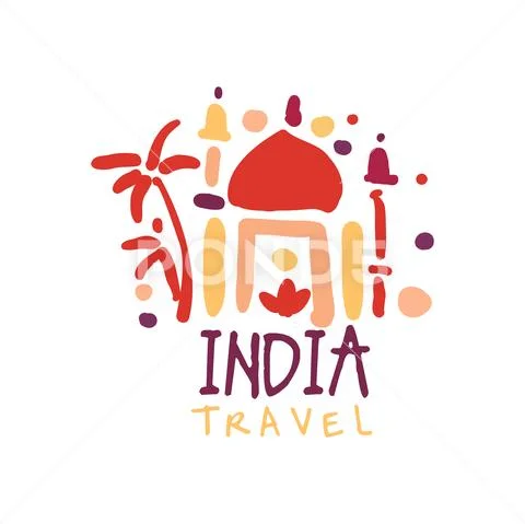Travel to India logo with Taj Mahal Stock Illustration