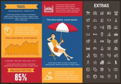 Travel infographic template, elements and icons. 스톡 일러스트