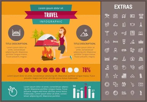 Travel infographic template, elements and icons. Stock Illustration