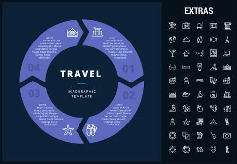 Travel infographic template, elements and icons. 스톡 일러스트