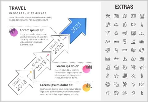 Travel infographic template, elements and icons. 스톡 일러스트