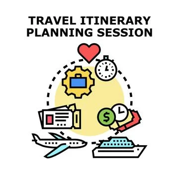 Travel itinerary planning session vector illustration 스톡 일러스트