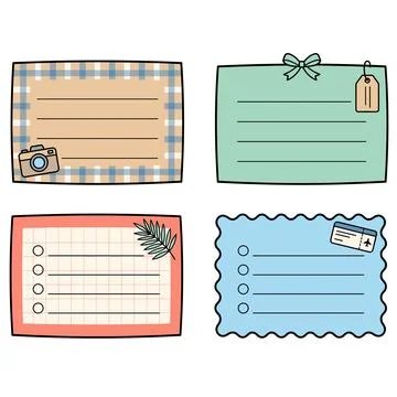 Travel Journal Sticky Note Bundle Stock Illustration