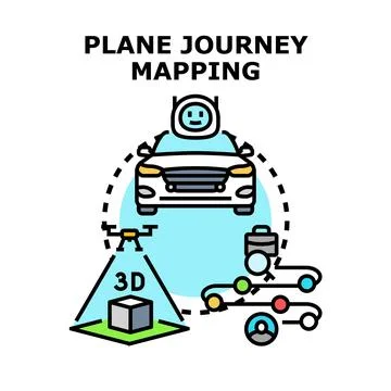 Travel journey mapping concept developing autonomous transportation Stock Illustration