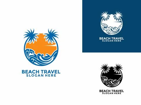 Travel Logo Icon Design Vector, Travel Beach logo design template Stock Illustration