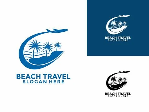 Travel Logo Icon Design Vector, Travel Beach logo design template Illustration