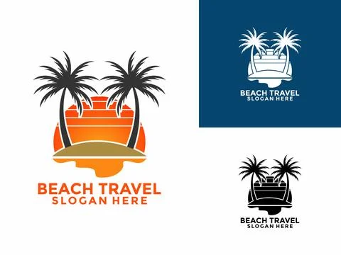 Travel Logo Icon Design Vector, Travel Beach logo design template Illustration