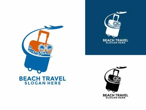 Travel Logo Icon Design Vector, Travel Beach with Travel Bag logo design te.. Illustration