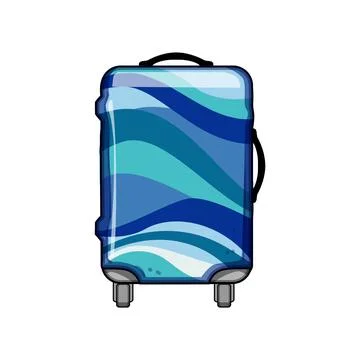 Travel luggage with blue wave pattern cover Stock Illustration