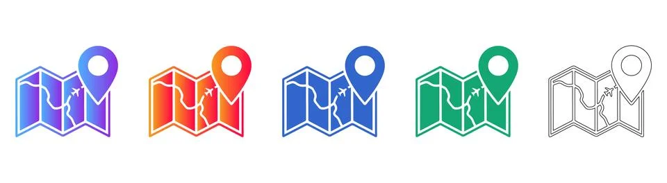 Travel Map Navigation Pointer Icon Stock Illustration