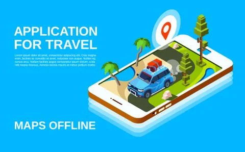 Travel maps application illustration Stock Illustration