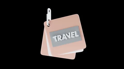 Travel Memo Note with Transparent Background in 3D Animation Stock Footage 309318452