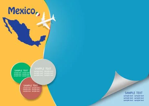 Travel Mexico template vector with page curl effect Stock Illustration
