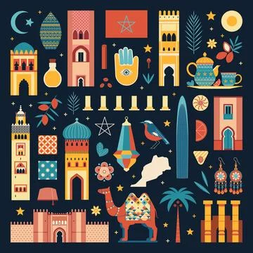 Travel to Morocco Design Elements Collection Stock Illustration