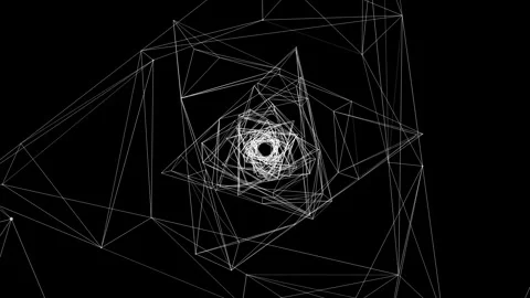 Travel motion down geometric triangular wireframe sci.fi space tunnel Stock Footage 328063299