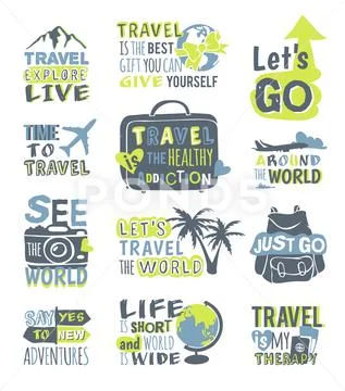 Travel motivation badge vector logo Stock Illustration