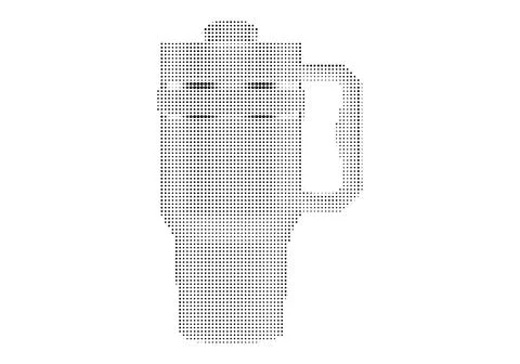 Travel mug with handle halftone vector illustration of reusable insulated cup Illustration