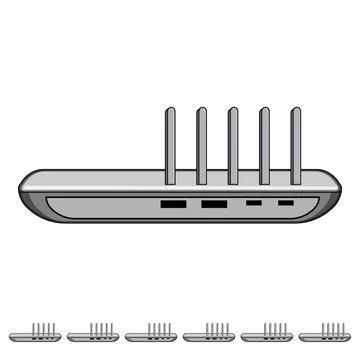 Travel multi device charging station cartoon vector graphic Stockillustratie