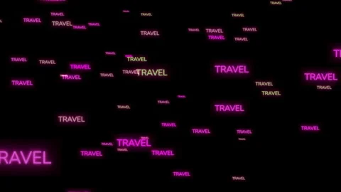 Travel Neon Text Background Concept Stock Footage 336406486