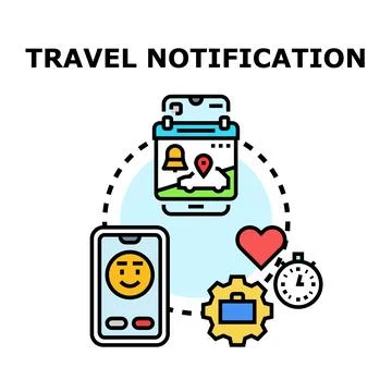 Travel notification concept planning trip destination Stock Illustration