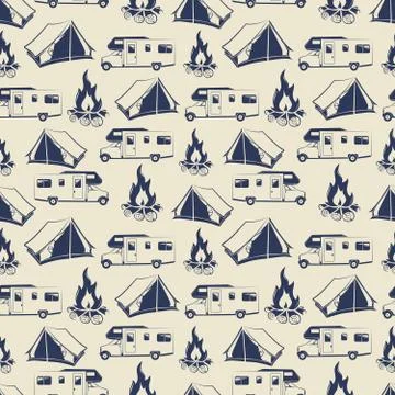 Travel or camping seamless pattern Stock Illustration