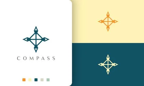 Travel or explorer logo vector design with simple and modern compass shape Stock Illustration