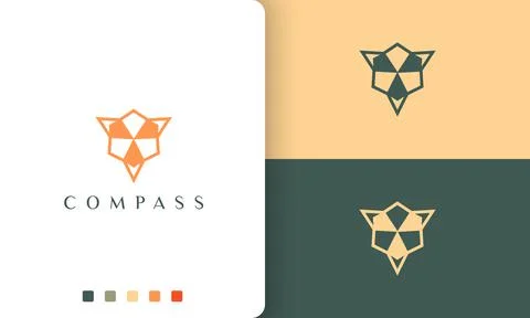 Travel or navigation logo vector design with simple and modern compass shape Stock Illustration