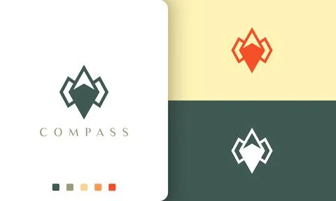 Travel or navigation logo vector design with simple and modern compass shape Stock Illustration